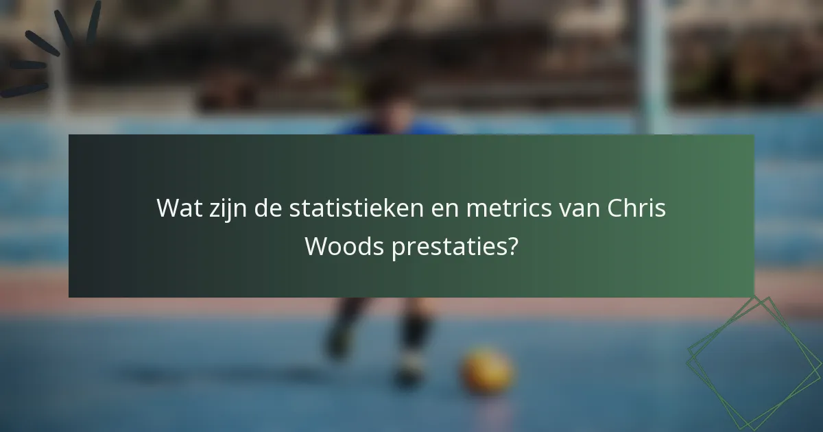 Wat zijn de statistieken en metrics van Chris Woods prestaties?